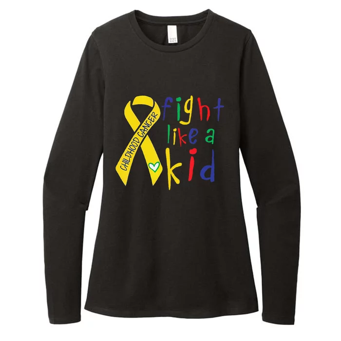 Fight Like Gold Ribbon Childhood Cancer Awareness Gift Womens CVC Long Sleeve Shirt