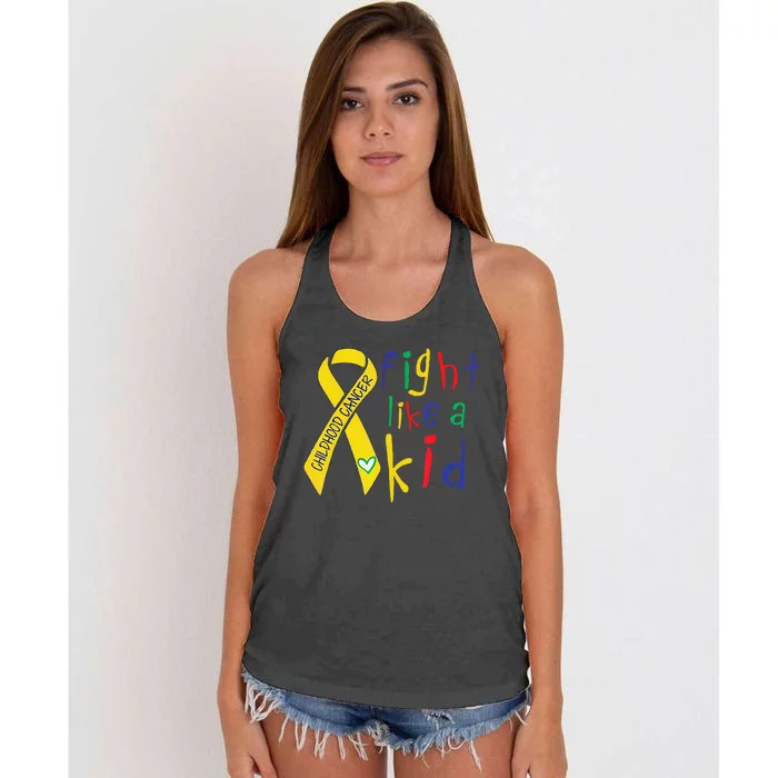 Fight Like Gold Ribbon Childhood Cancer Awareness Gift Women's Knotted Racerback Tank