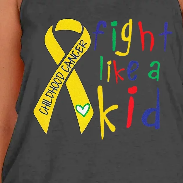 Fight Like Gold Ribbon Childhood Cancer Awareness Gift Women's Knotted Racerback Tank