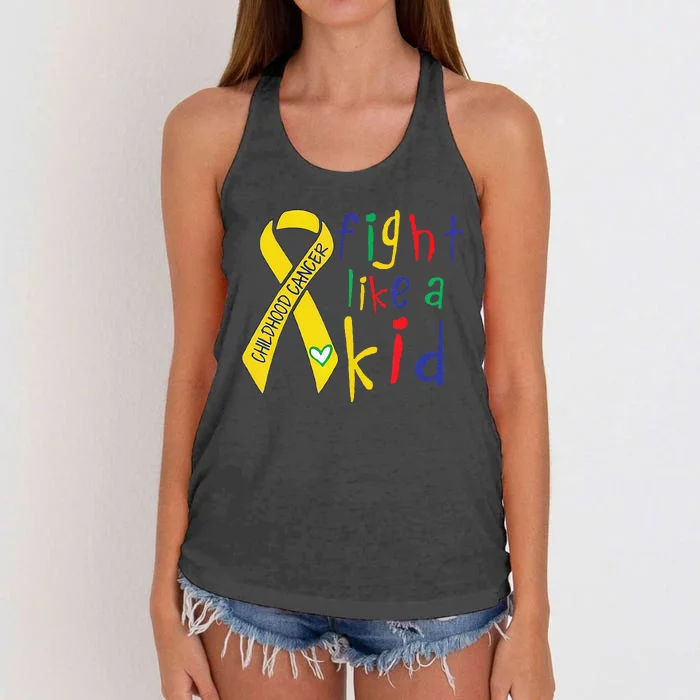 Fight Like Gold Ribbon Childhood Cancer Awareness Gift Women's Knotted Racerback Tank