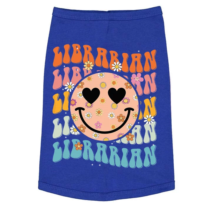 Funny Librarian Groovy Back To School Teachers Day Doggie Tank