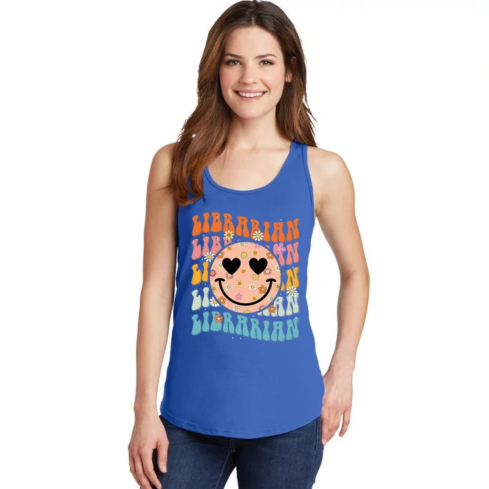 Funny Librarian Groovy Back To School Teachers Day Ladies Essential Tank