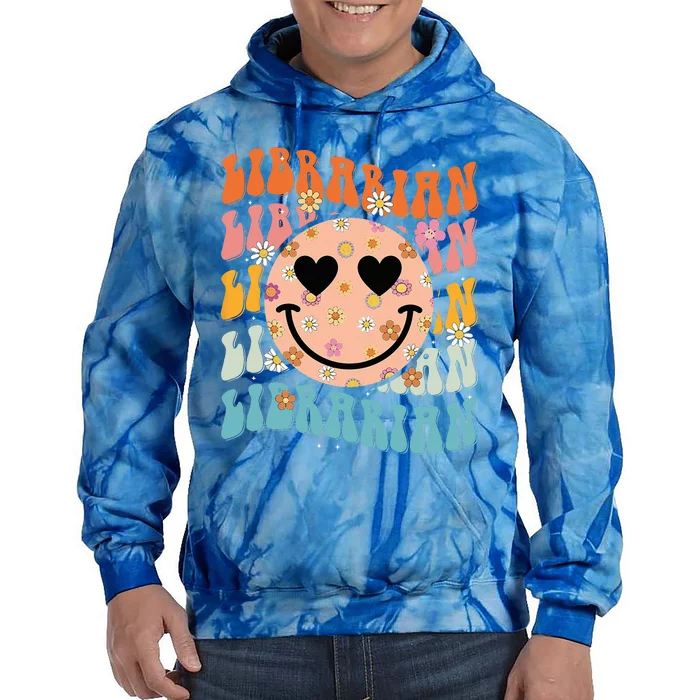 Funny Librarian Groovy Back To School Teachers Day Tie Dye Hoodie