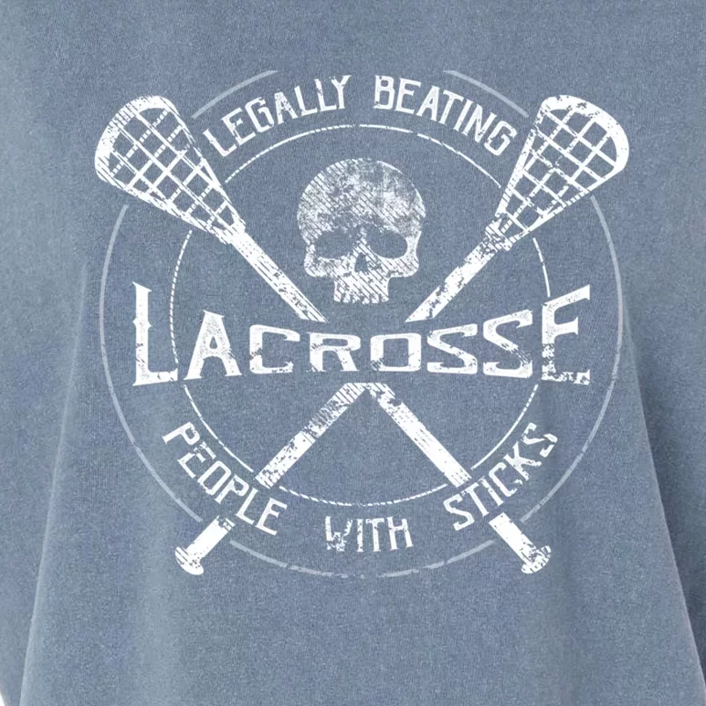 Funny Lacrosse Gift Legally Beating People With Sticks Garment-Dyed Women's Muscle Tee