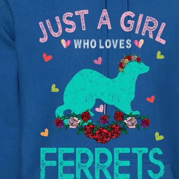 Ferret Lover Gift Just A Girl Who Loves Ferrets Gift Premium Hoodie