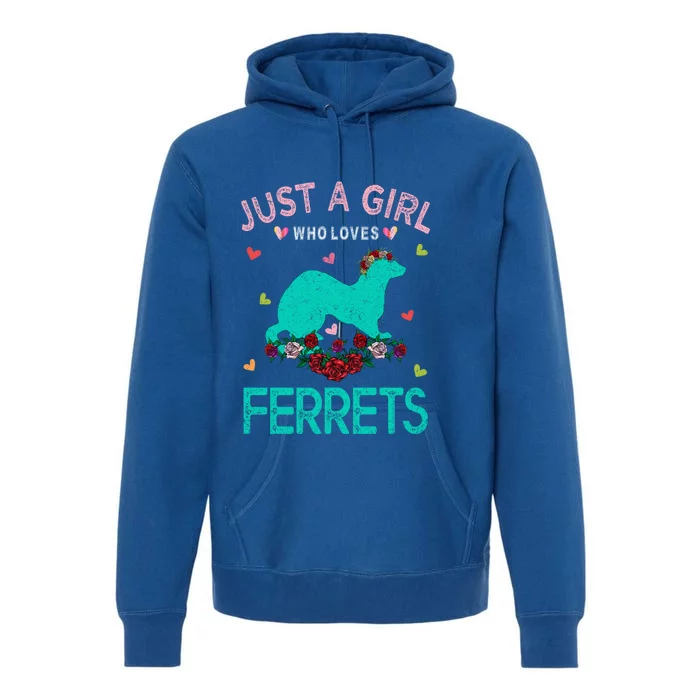 Ferret Lover Gift Just A Girl Who Loves Ferrets Gift Premium Hoodie