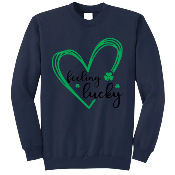 Feeling Lucky Green Doodle Heart Saint Patricks Day Tall Sweatshirt