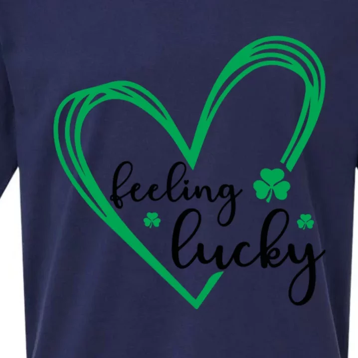 Feeling Lucky Green Doodle Heart Saint Patricks Day Sueded Cloud Jersey T-Shirt