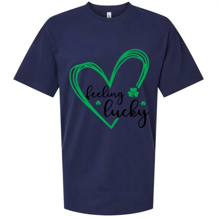 Feeling Lucky Green Doodle Heart Saint Patricks Day Sueded Cloud Jersey T-Shirt