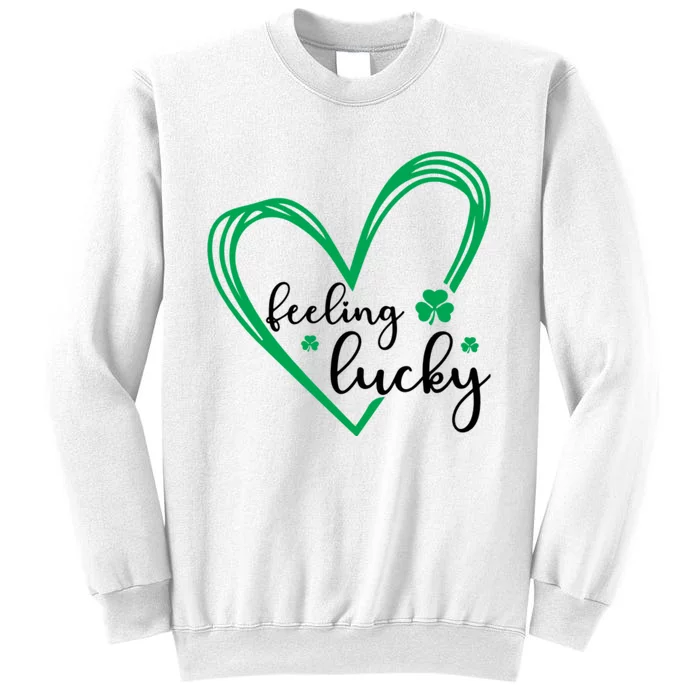 Feeling Lucky Green Doodle Heart Saint Patricks Day Sweatshirt