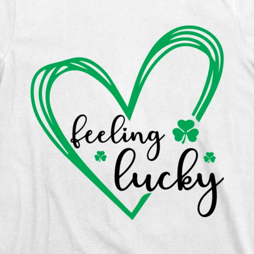 Feeling Lucky Green Doodle Heart Saint Patricks Day T-Shirt