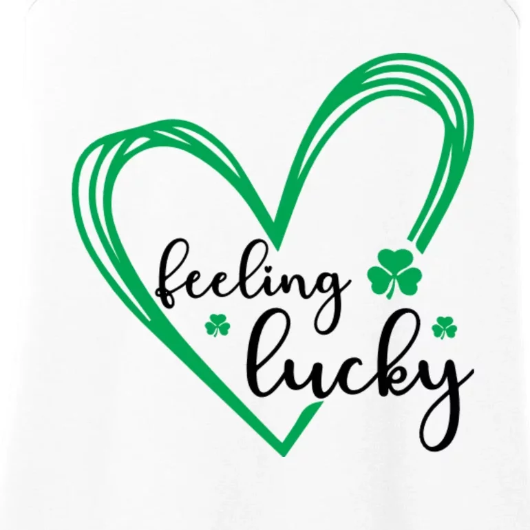 Feeling Lucky Green Doodle Heart Saint Patricks Day Ladies Essential Tank