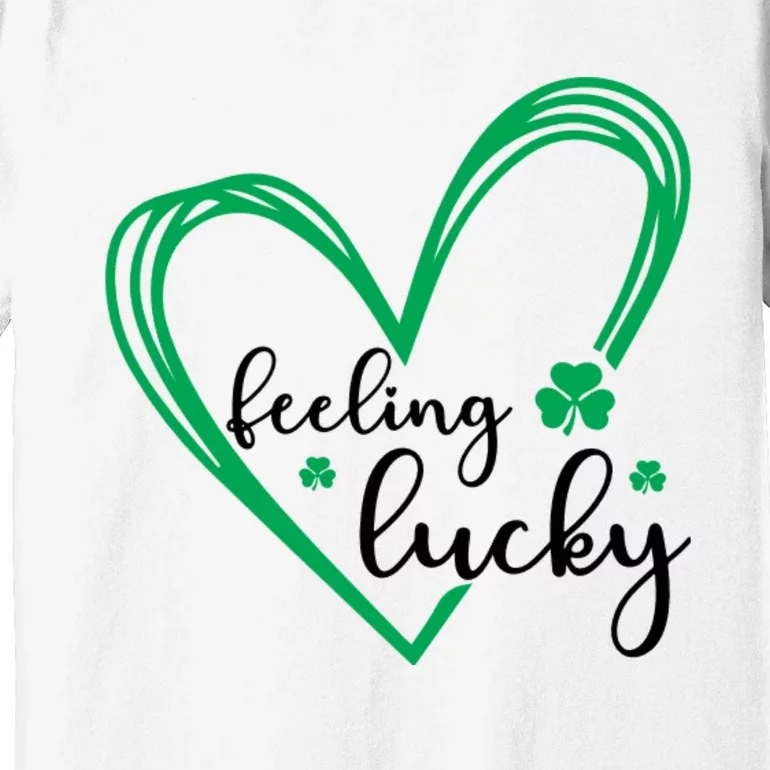 Feeling Lucky Green Doodle Heart Saint Patricks Day Premium T-Shirt