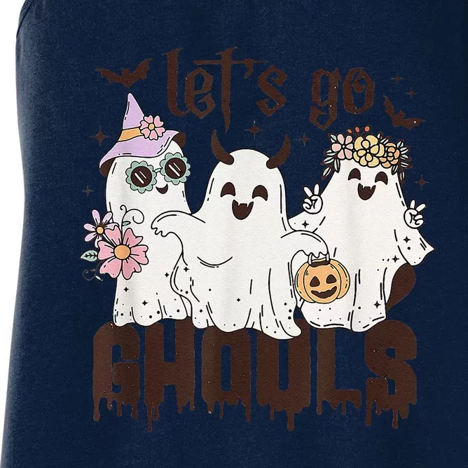 Funny LetS Go Ghouls Ghosts Halloween Pun Cute Retro Joke Women's Racerback Tank