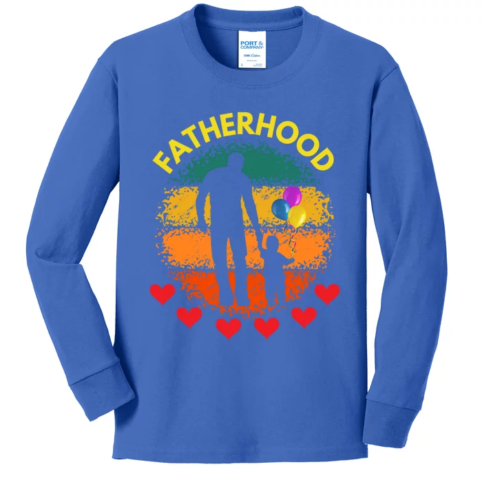 Fatherhood Love Gift Kids Long Sleeve Shirt