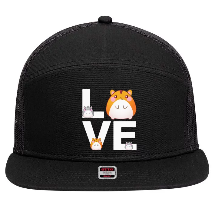 Funny Love Hamsters Animal Toys Pets Lovers 7 Panel Mesh Trucker Snapback Hat