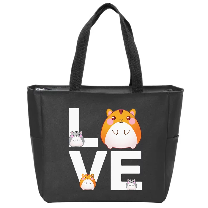 Funny Love Hamsters Animal Toys Pets Lovers Zip Tote Bag