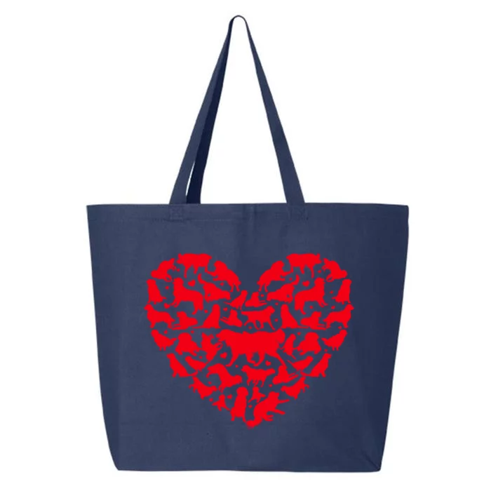 Funny Love Heart Golden Retriever Dog Valentine's Day Funny Gift 25L Jumbo Tote