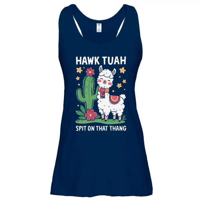 Funny Llama Hawk Tush Spit On That Thing Presidential Parody Ladies Essential Flowy Tank