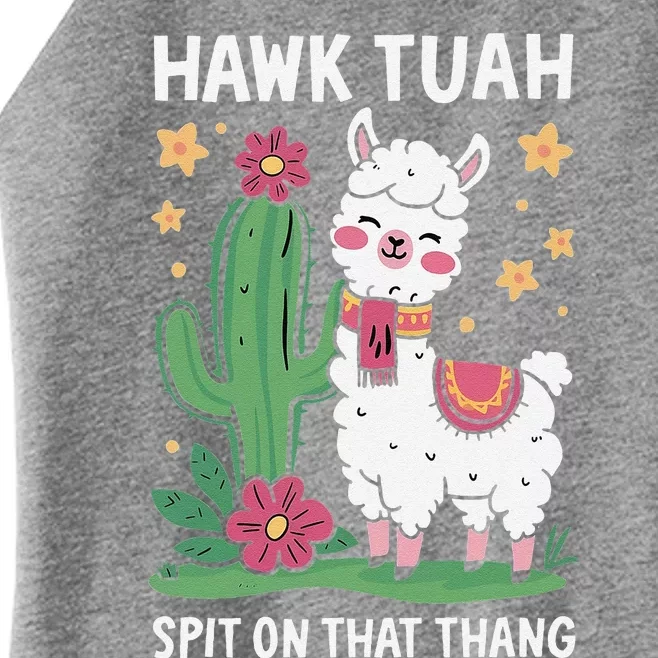 Funny Llama Hawk Tush Spit On That Thing Presidential Parody Women’s Perfect Tri Rocker Tank