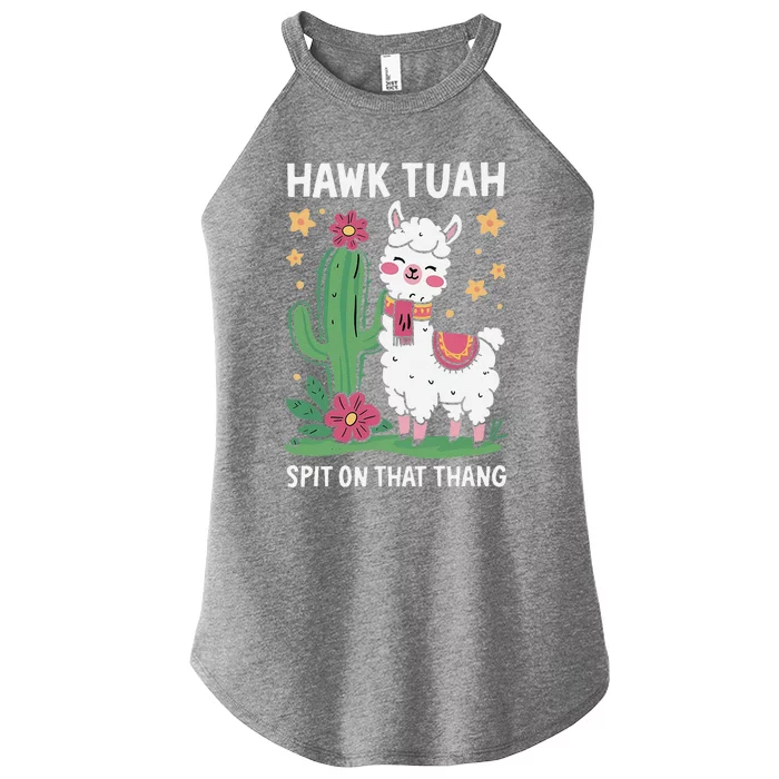 Funny Llama Hawk Tush Spit On That Thing Presidential Parody Women’s Perfect Tri Rocker Tank