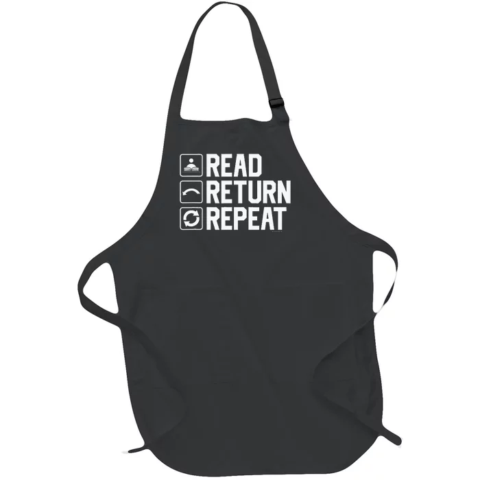 Funny Librarian Humor Read Return Repeat Library Gag Full-Length Apron With Pocket