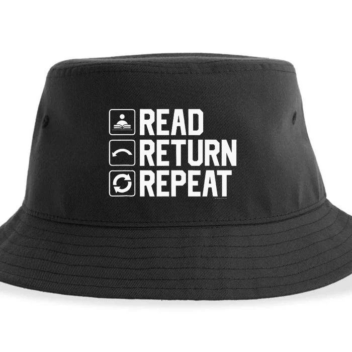 Funny Librarian Humor Read Return Repeat Library Gag Sustainable Bucket Hat