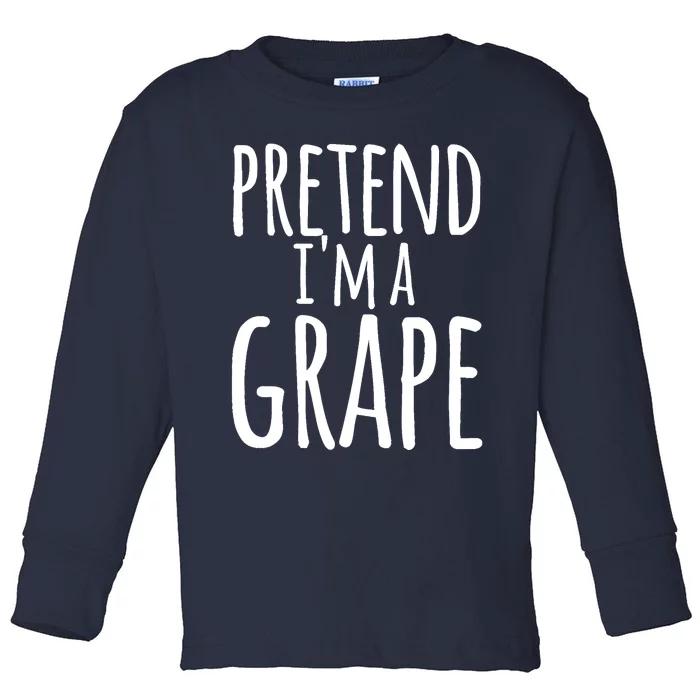 Funny Lazy Halloween Tee PRETEND I'M A GRAPE Costume Toddler Long Sleeve Shirt