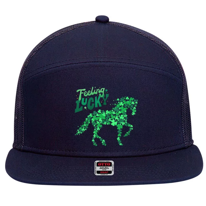 Feeling Lucky Horseback Riding Equestrian For St.PatrickS Day 7 Panel Mesh Trucker Snapback Hat