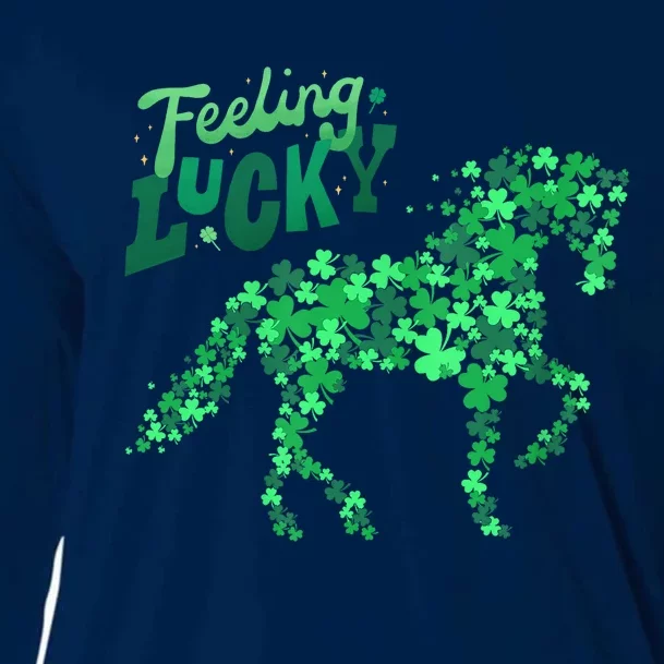 Feeling Lucky Horseback Riding Equestrian For St.PatrickS Day Cooling Performance Long Sleeve Crew