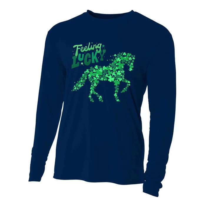 Feeling Lucky Horseback Riding Equestrian For St.PatrickS Day Cooling Performance Long Sleeve Crew