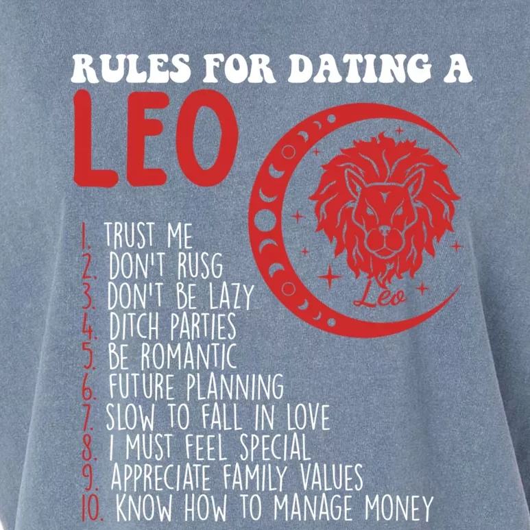 Funny Leo Horoscope Rules For Dating A Leo Zodiac Gift Garment-Dyed Women's Muscle Tee