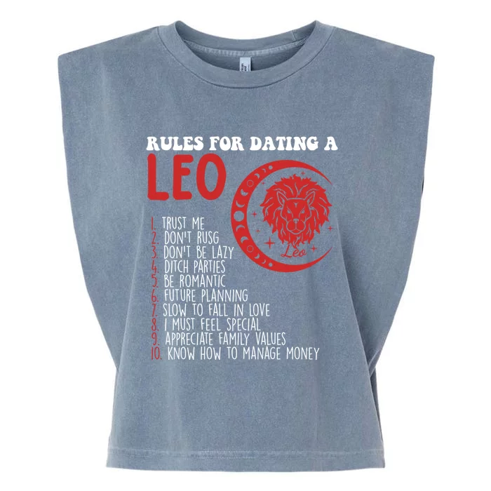 Funny Leo Horoscope Rules For Dating A Leo Zodiac Gift Garment-Dyed Women's Muscle Tee