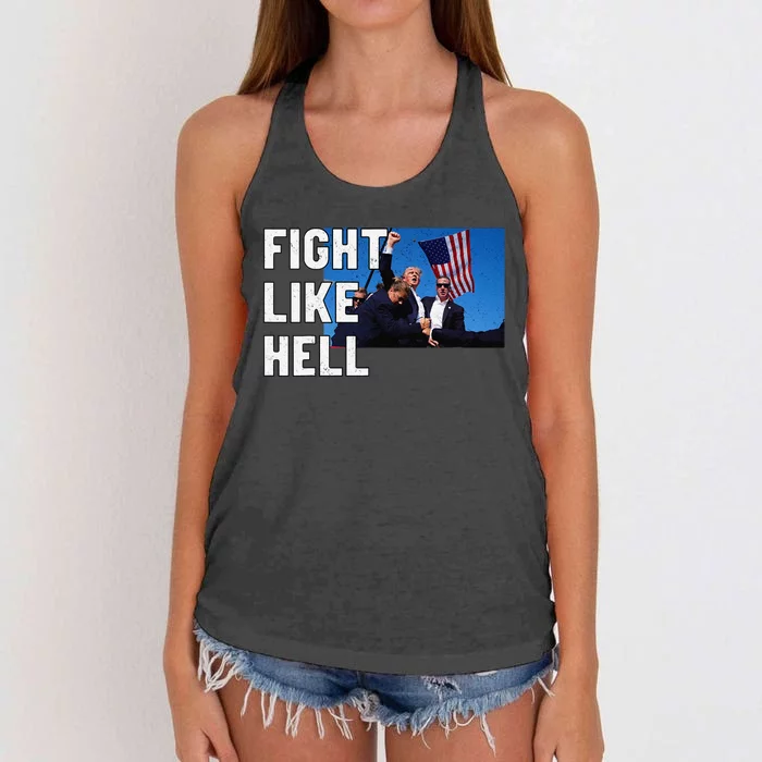 Fight Like Hell Trump 2024 Women's Knotted Racerback Tank