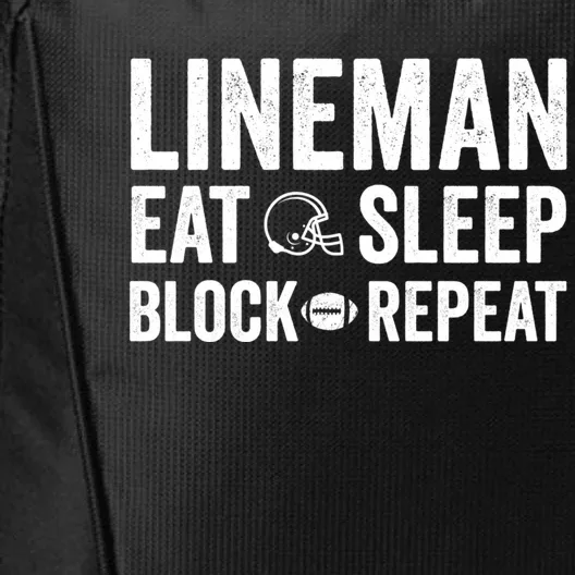 Football Lineman Hoodie Eat Sleep Block Repeat City Backpack