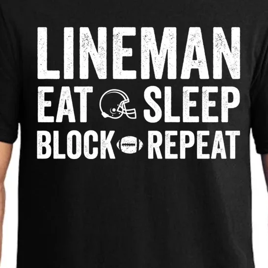 Football Lineman Hoodie Eat Sleep Block Repeat Pajama Set