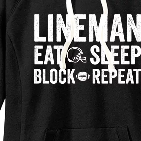 Football Lineman Hoodie Eat Sleep Block Repeat Women's Fleece Hoodie