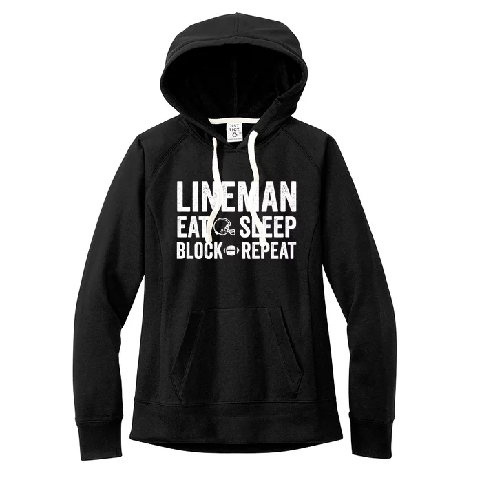 Football Lineman Hoodie Eat Sleep Block Repeat Women's Fleece Hoodie