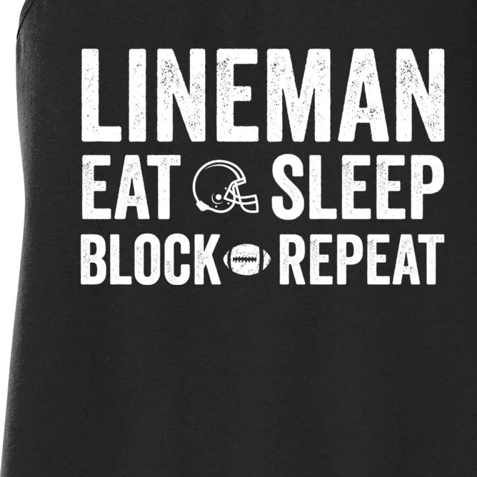 Football Lineman Hoodie Eat Sleep Block Repeat Women's Racerback Tank