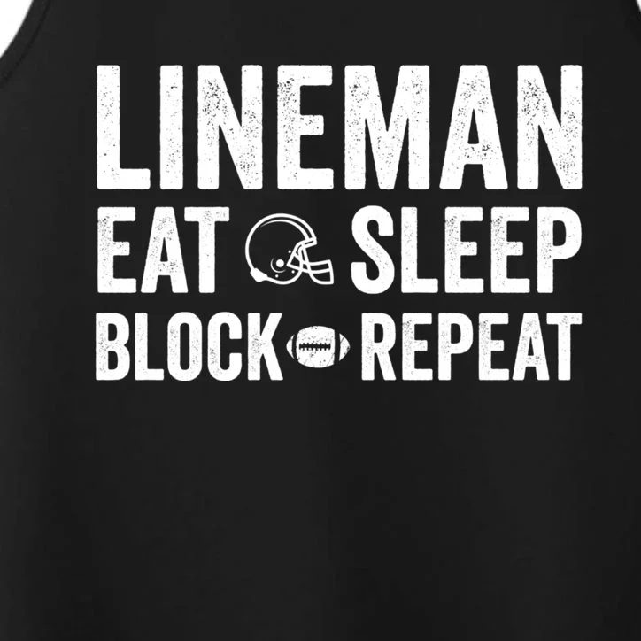 Football Lineman Hoodie Eat Sleep Block Repeat Performance Tank