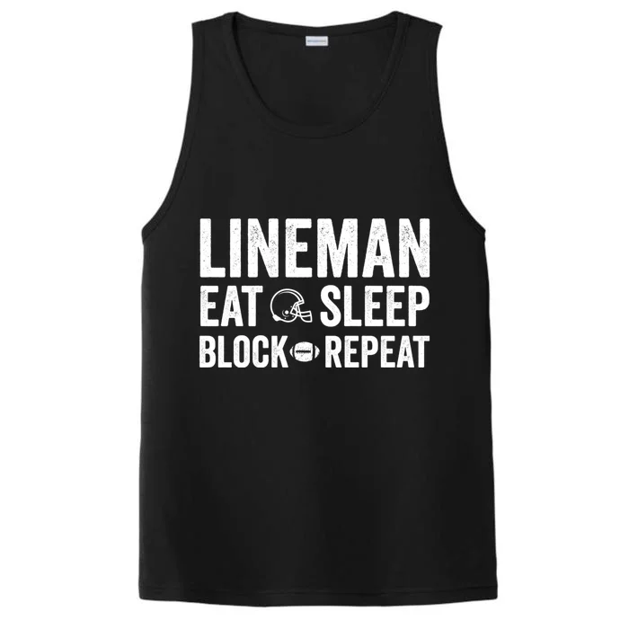 Football Lineman Hoodie Eat Sleep Block Repeat Performance Tank