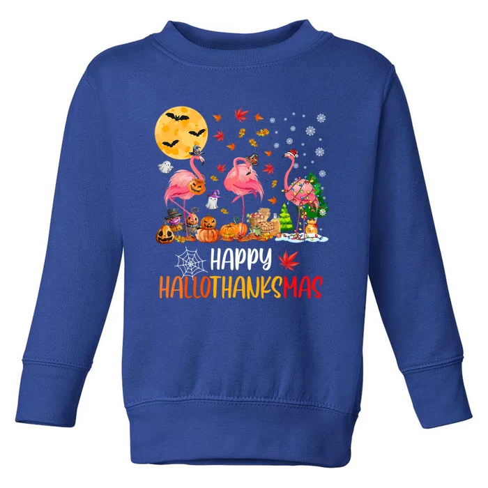 Flamingo Lover Happy Hallothanksmas Meaningful Gift Toddler Sweatshirt