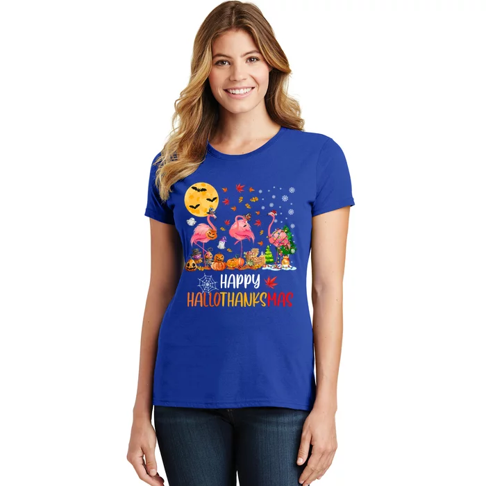 Flamingo Lover Happy Hallothanksmas Meaningful Gift Women's T-Shirt