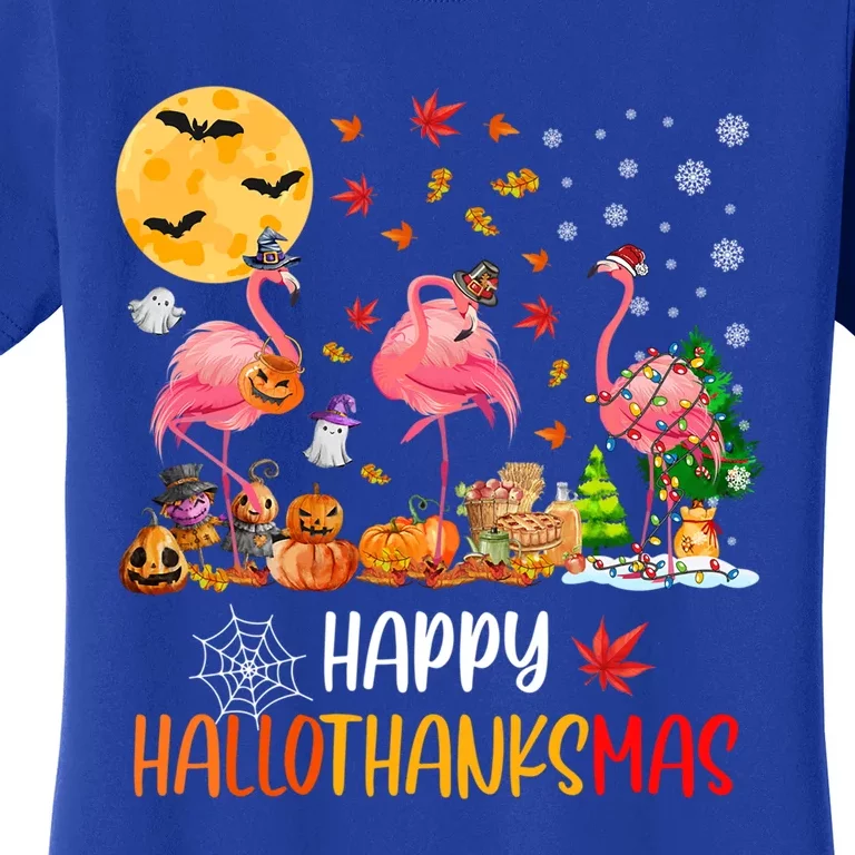 Flamingo Lover Happy Hallothanksmas Meaningful Gift Women's T-Shirt