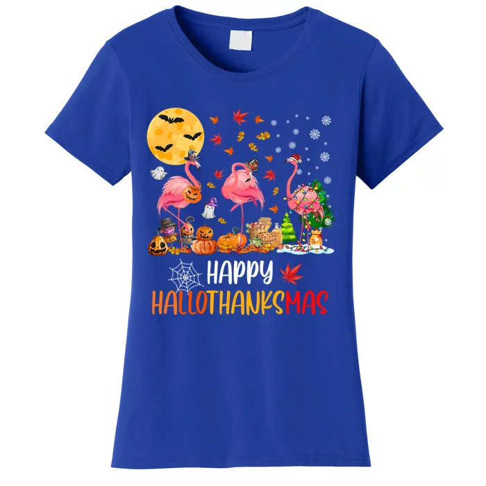 Flamingo Lover Happy Hallothanksmas Meaningful Gift Women's T-Shirt