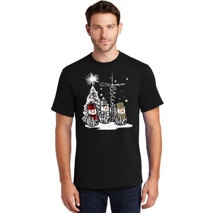 Faith Love Hope Cross Winter Snowman Tall T-Shirt