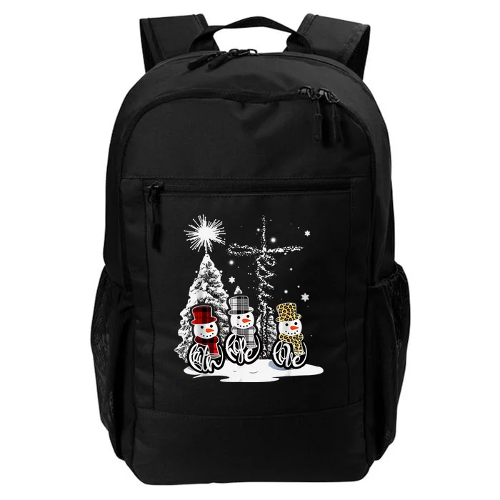 Faith Love Hope Cross Winter Snowman Daily Commute Backpack