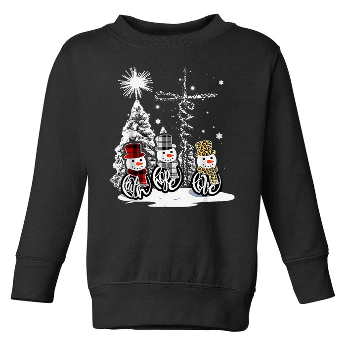 Faith Love Hope Cross Winter Snowman Toddler Sweatshirt