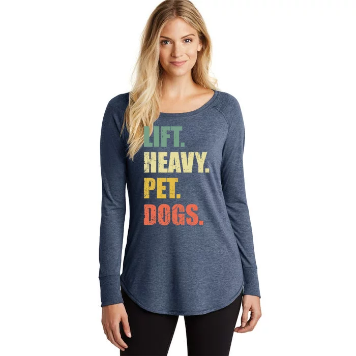 Funny Lift Heavy Pet Dogs Gym Fitness Weight Lifting Women's Perfect Tri Tunic Long Sleeve Shirt