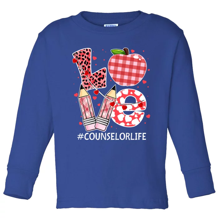 Funny Leopard Heart Love Counselor Life Valentines Day Cool Gift Toddler Long Sleeve Shirt